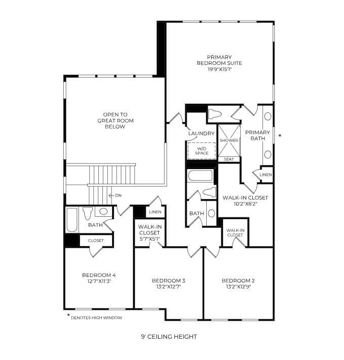 Second Level Floorplan- options may vary - 4110 Pinekirk Drive, Charlotte