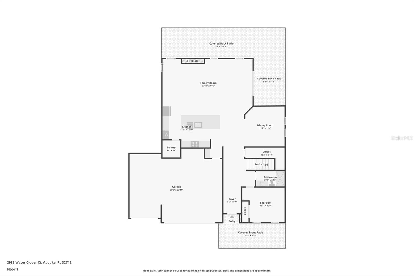 Floor Plan - 1st Floor. - 2985 WATER CLOVER CT, APOPKA