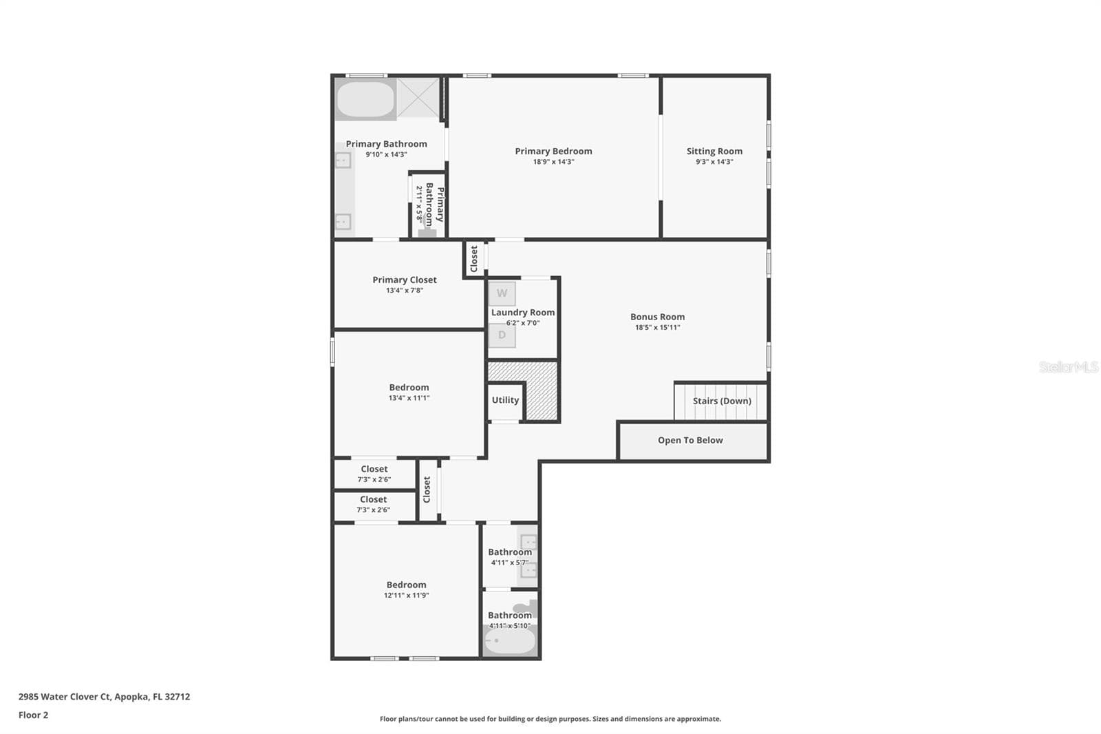 Floor Plan - 2nd Floor. - 2985 WATER CLOVER CT, APOPKA