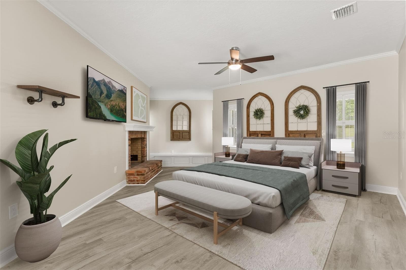 Primary Bedroom Virtually Staged - 1602 COUNTRY CLUB RD, EUSTIS