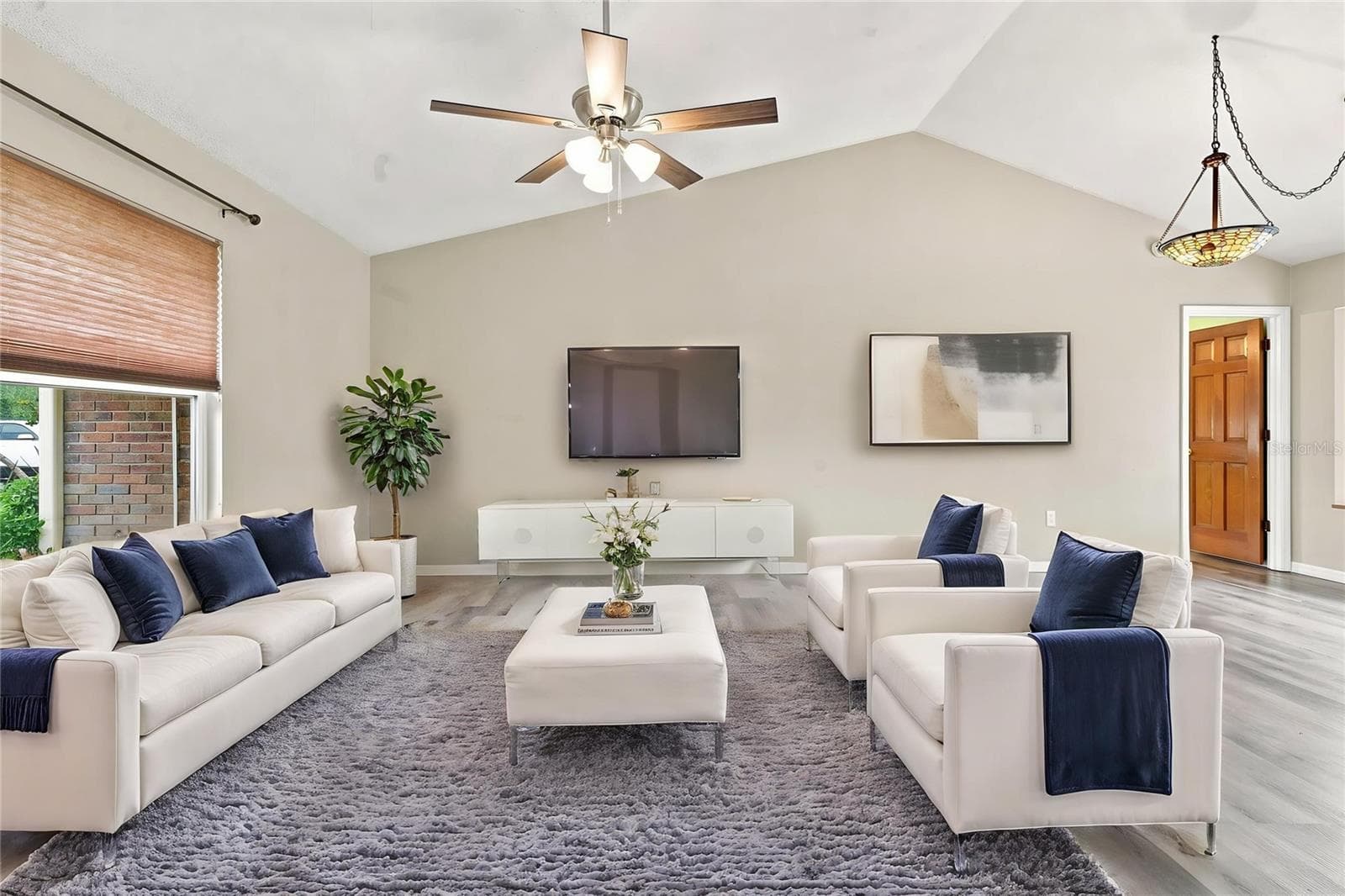 Living Room - virtual staged - 852 ABBOTT AVE, DELTONA