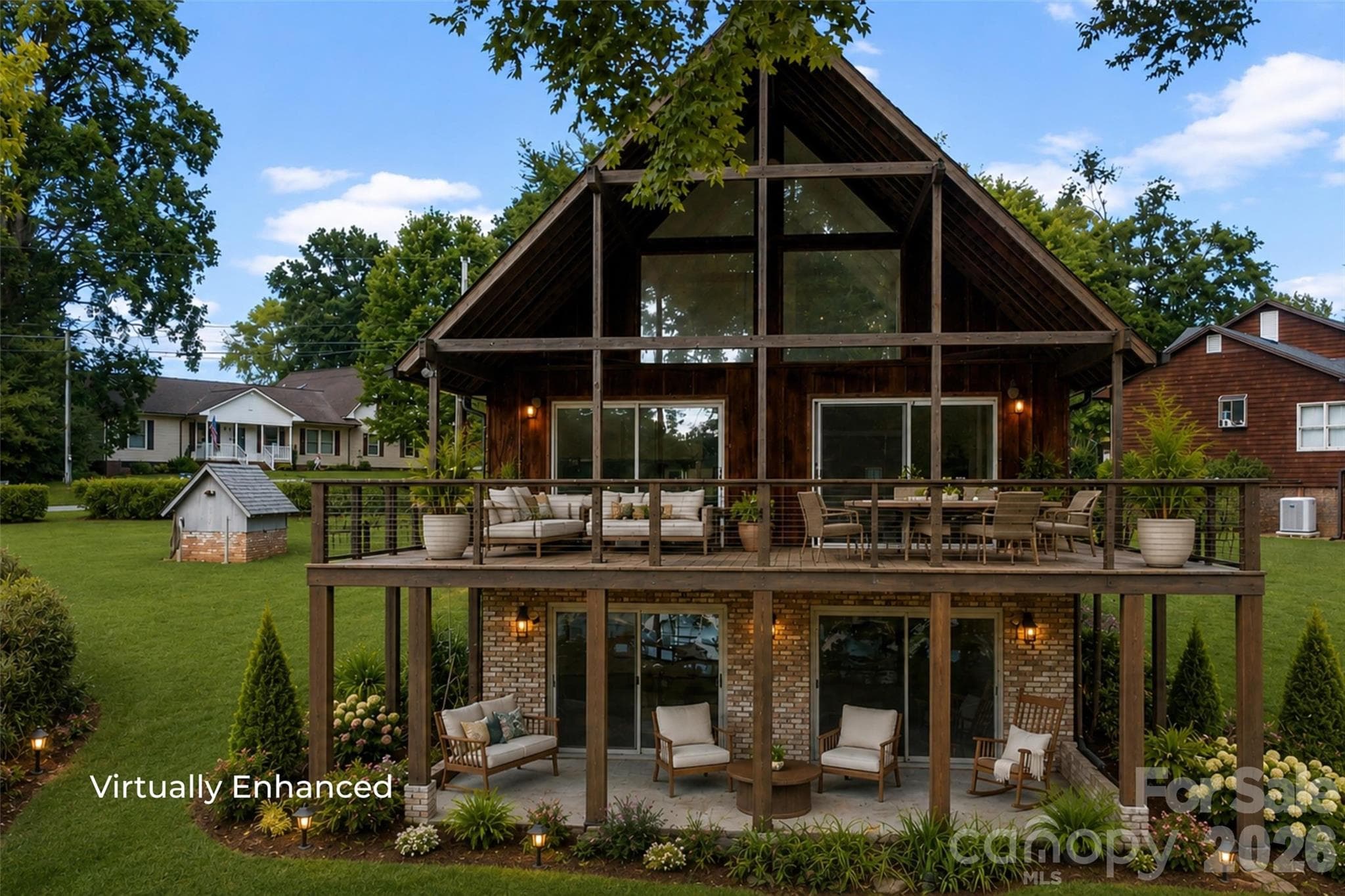 Virtually enhanced back deck & basement walkout - 131 Baywatch Drive, Mooresville