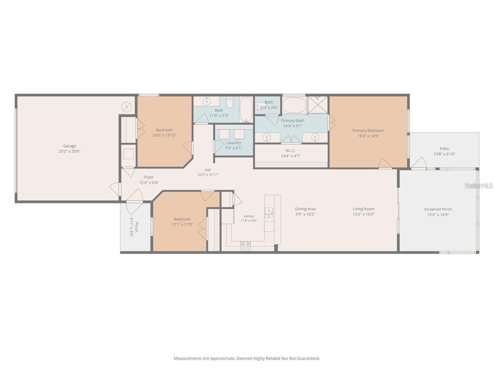 Floor plan illustrating the home's three-bedroom, two-bathroom layout. - 2153 BARRACUDA CT, HOLIDAY