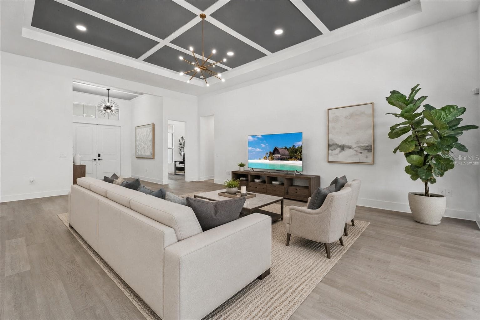 Virtually Staged Living Room - 8133 NEVIS RUN, LAKEWOOD RANCH