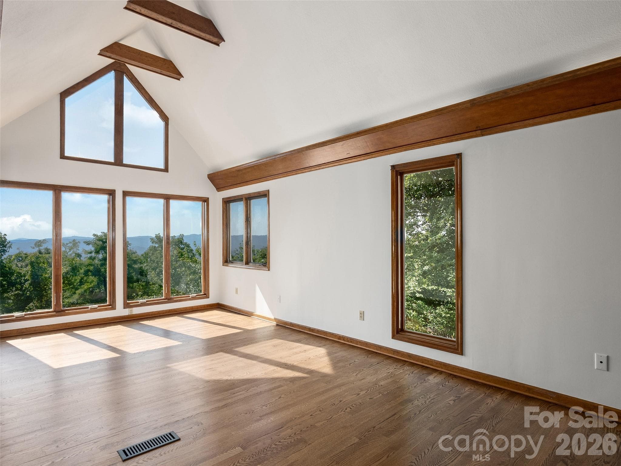 Lovely dining room with vaulted ceiling and incredible mountain views - 288 Roberts Drive, Laurel Park