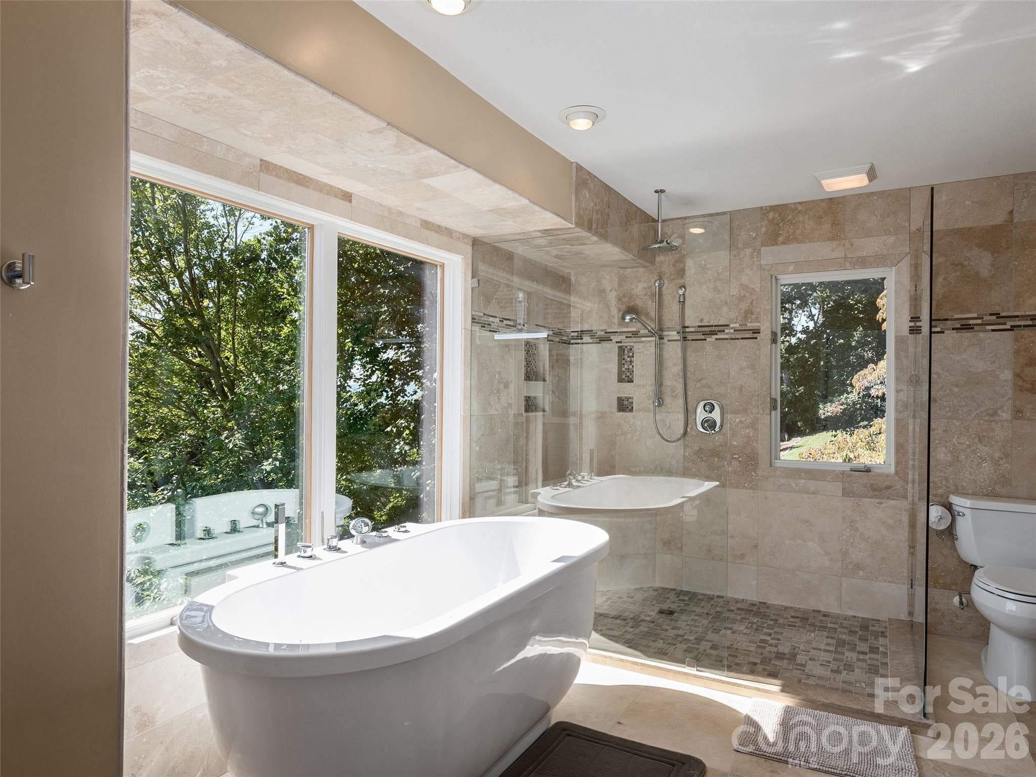 Spa-inspired Primary Bath with soaking tub and large shower - 288 Roberts Drive, Laurel Park