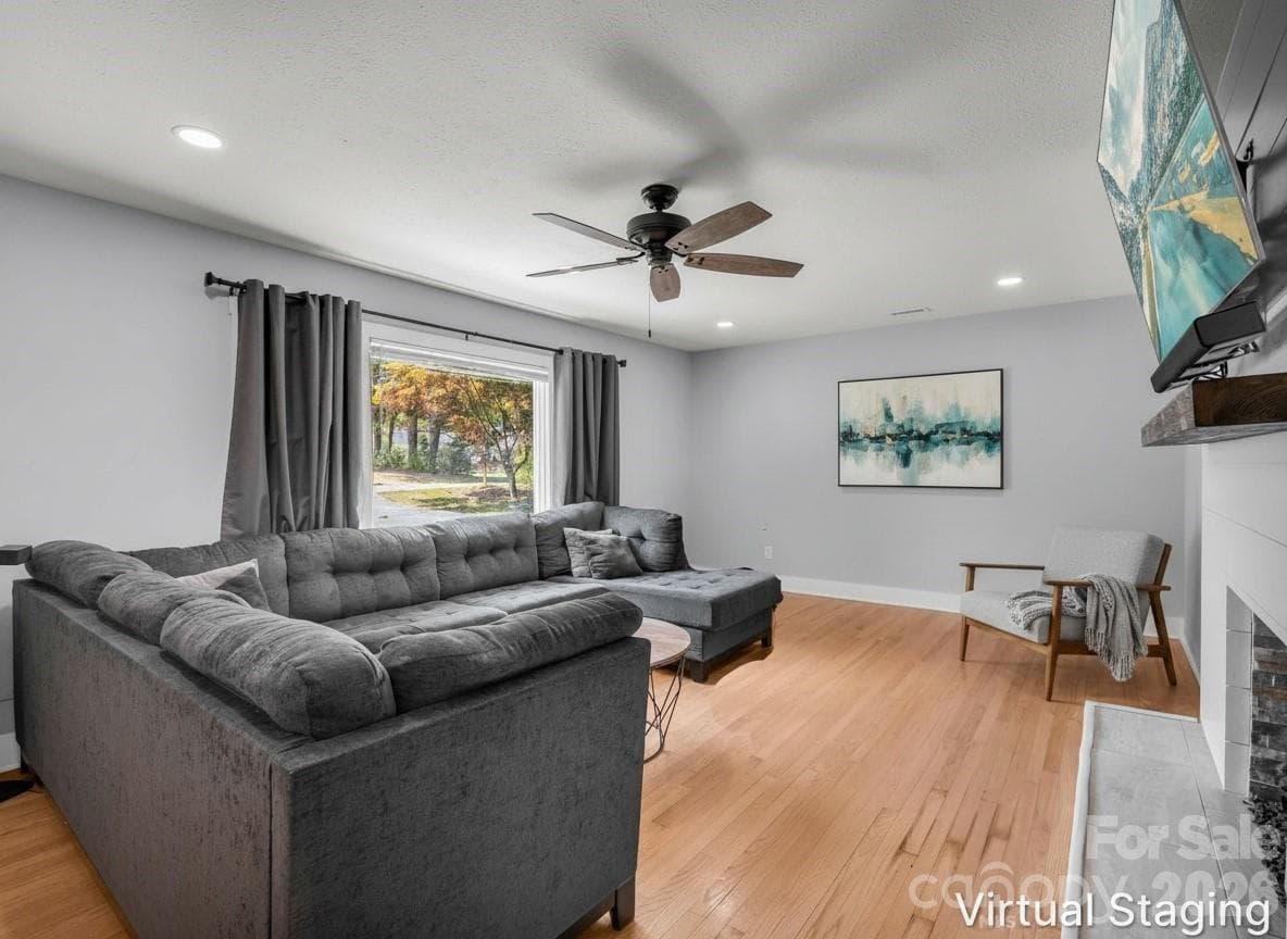 Living room - virtually staged - 3208 Florida Drive, Hendersonville