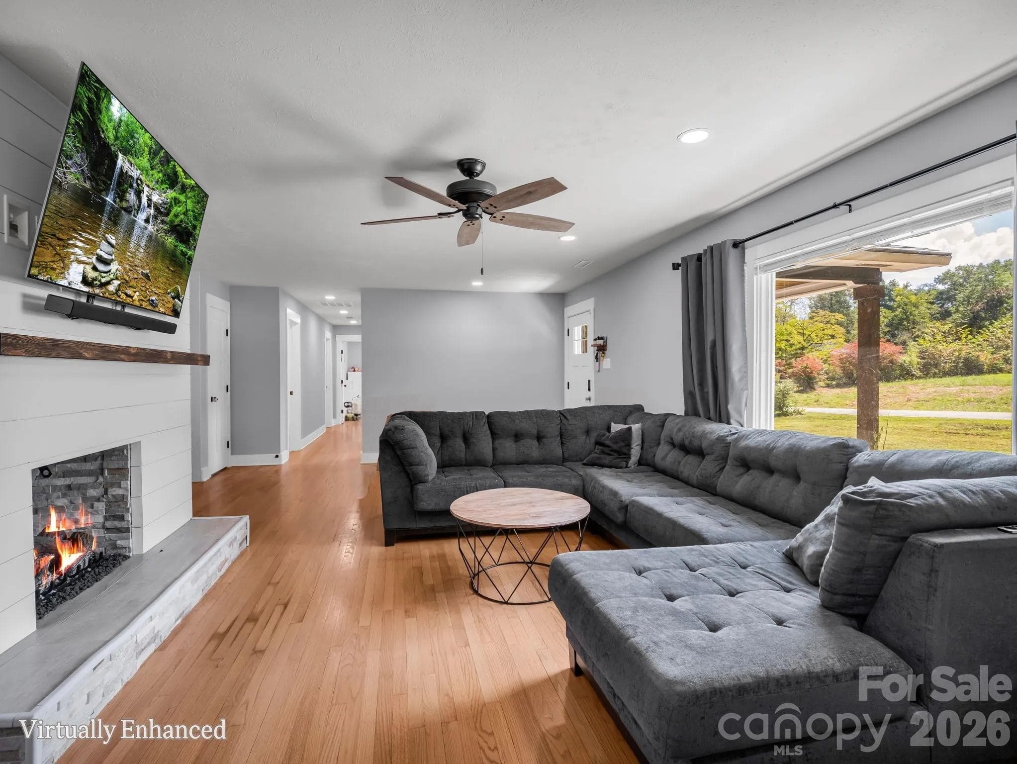 Living room - virtually cleared - 3208 Florida Drive, Hendersonville