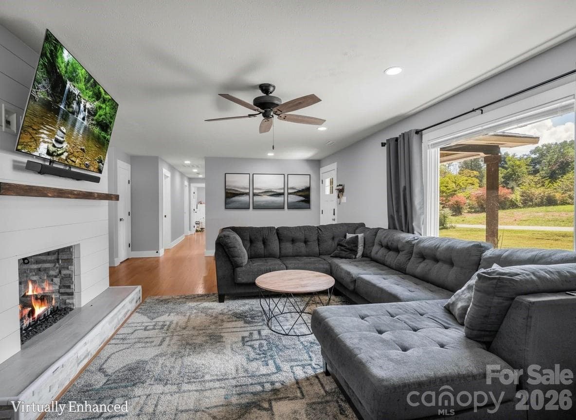 Living room - virtually staged - 3208 Florida Drive, Hendersonville