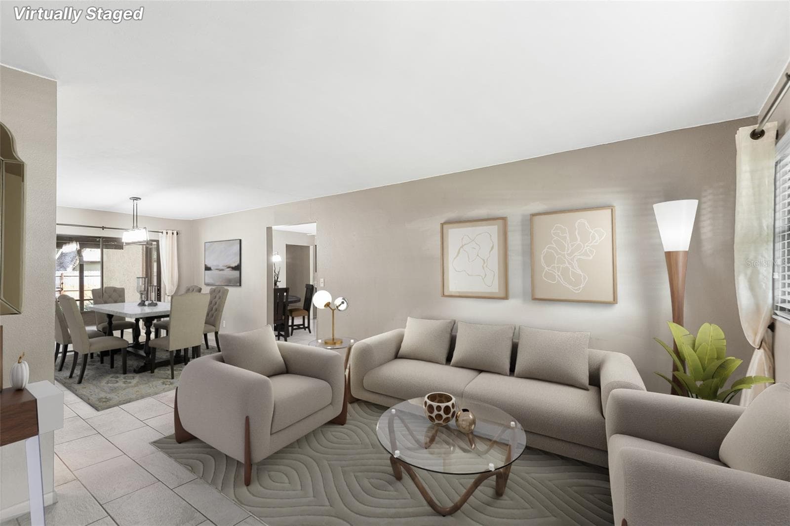 Staged Living Room & Dining Room - 216 SHORE LOOP, WINTER HAVEN