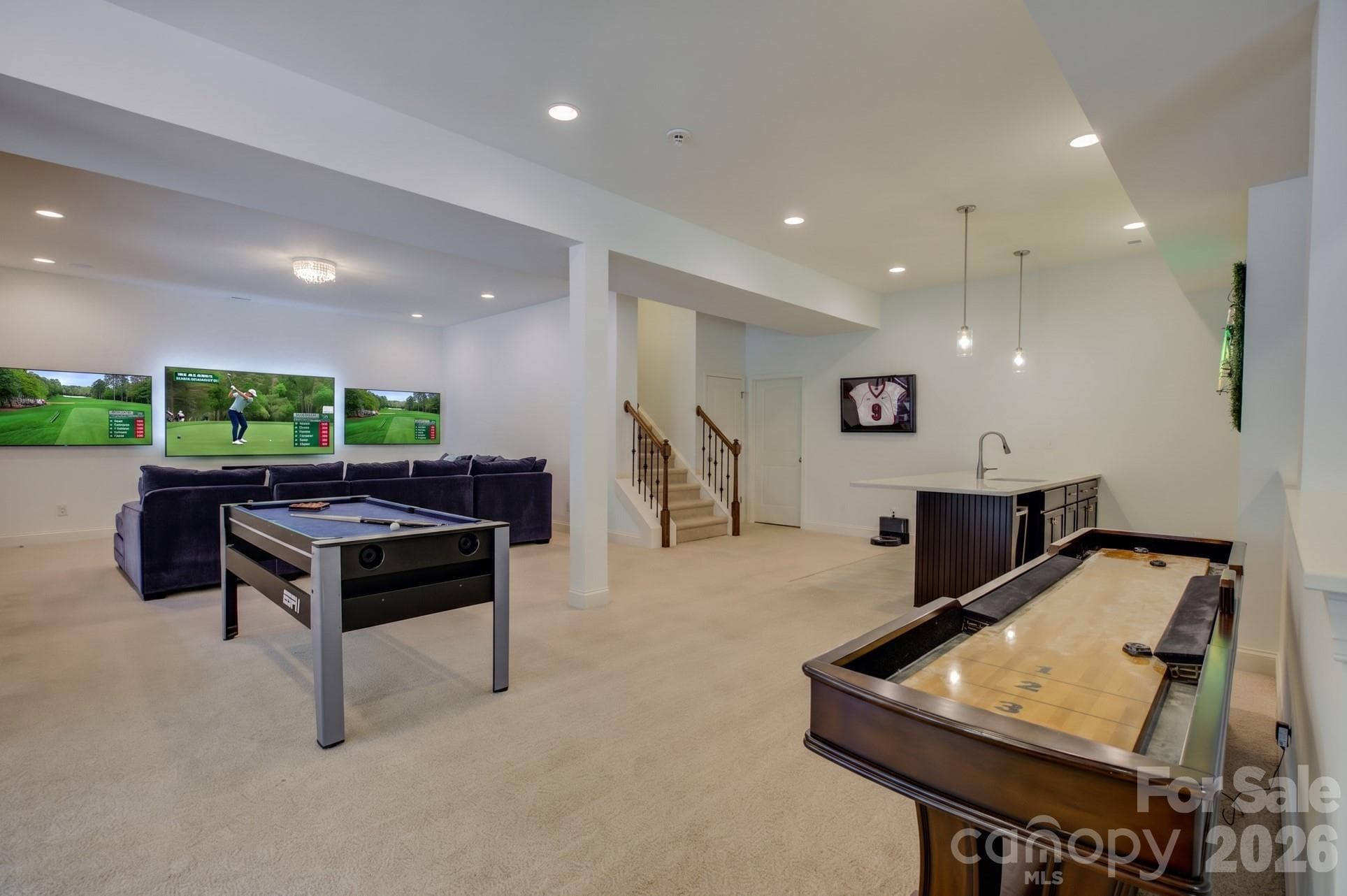 Spacious lower-level game room and entertainment area - 2324 Sommerton Glen, Indian Land