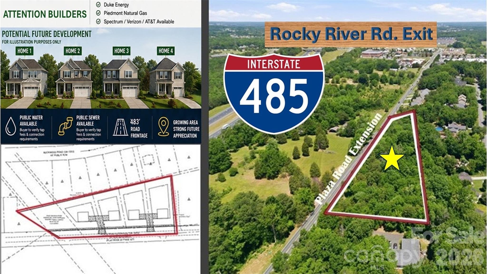 2.46 ac Harrisburg 4 Approved Lots 483' Road Frontages - Charlotte