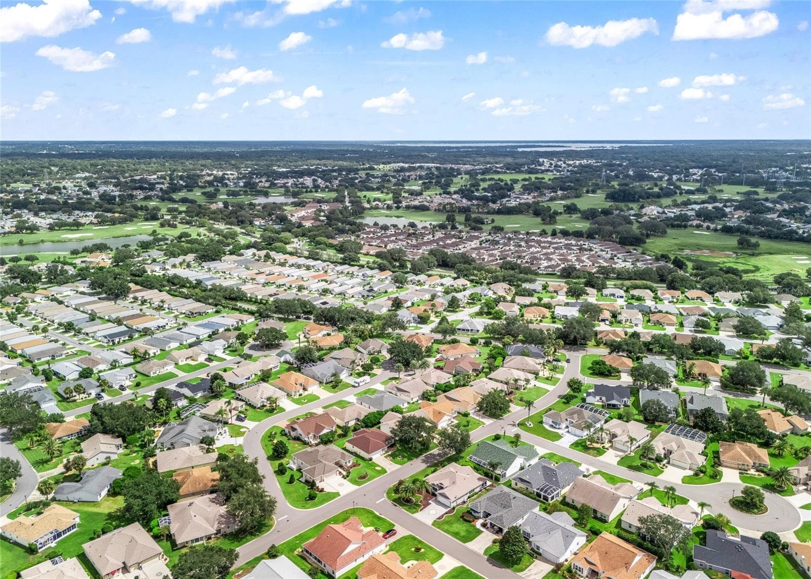 Beautiful high-level view captures the surrounding Villages landscape and emphasizes the home’s desirable location in a quiet, established neighborhood close to the amenities and lifestyle The Villages is known for. - 17601 SE 81ST TIMBERWOOD TER, THE VILLAGES