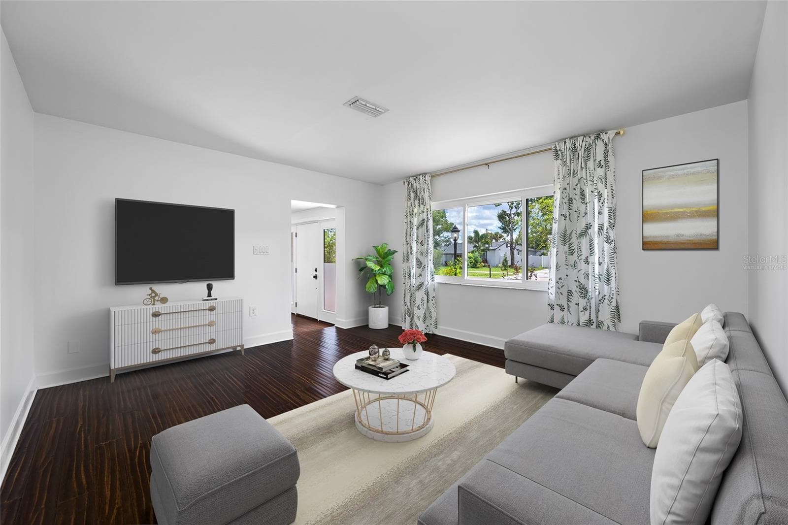 Living Room-virtually staged - 2121 W FARWELL DR, TAMPA