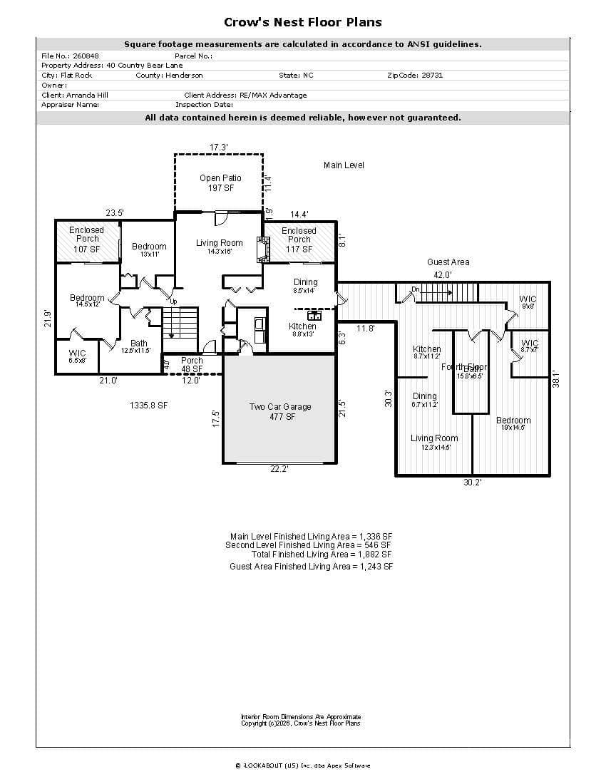 Floor plan main level - 40 Country Bear Lane, Flat Rock