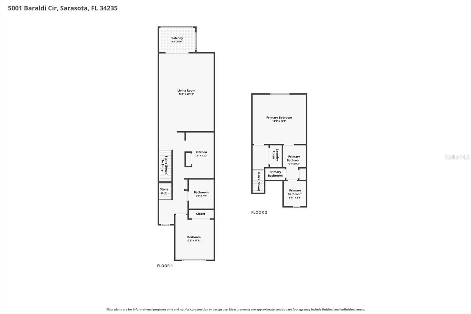 Floor plan - dimensions are approx - 5001 BARALDI CIR #22-209, SARASOTA