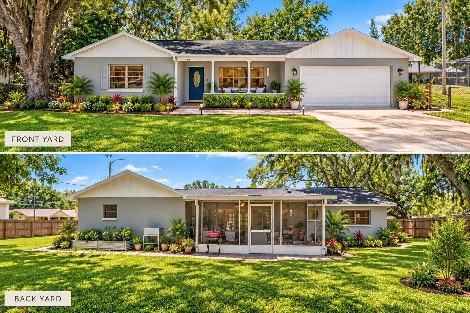 Virtually staged yard and landscaping. The potential is great! - 4737 KING LAKE DR, LAND O LAKES