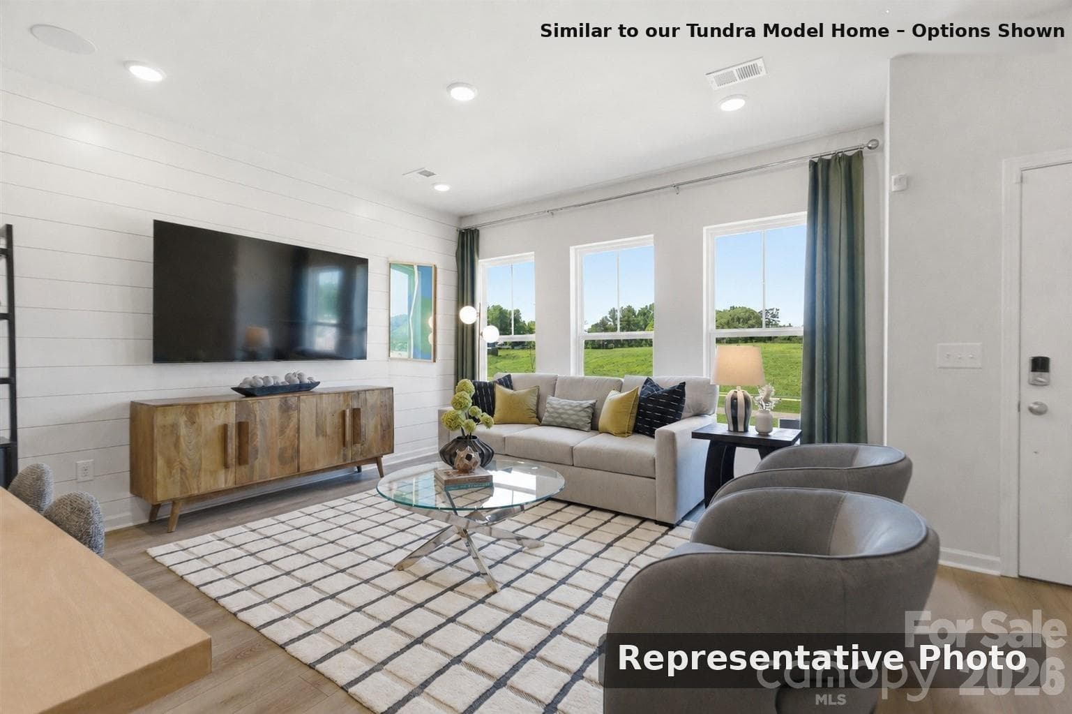 Rendering of Living Room Offering an Abundance of Natural Light - 6617 Fire Lily Lane, Charlotte