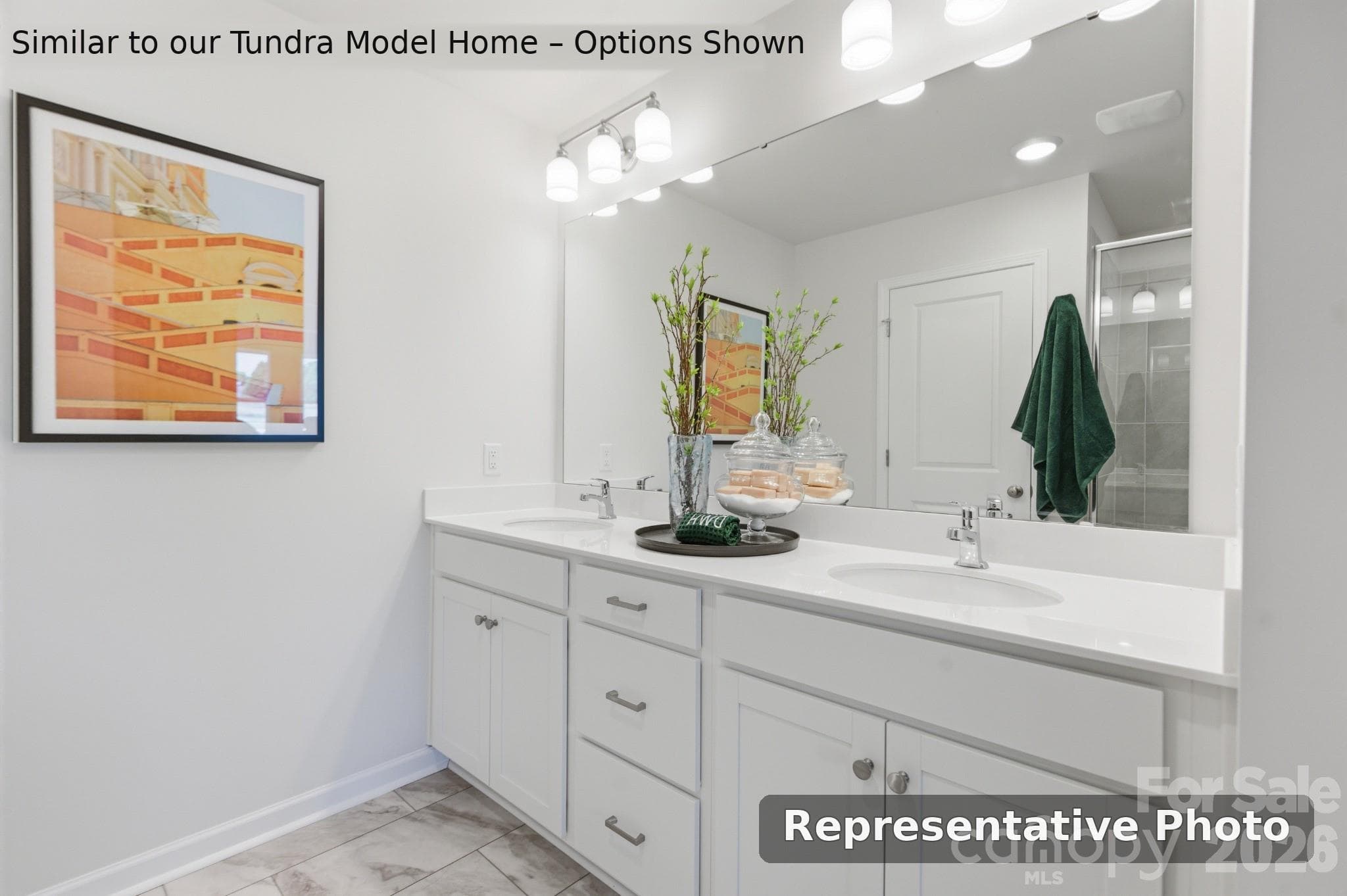 Rendering of Owner's Bathroom Offering a Dual Sink Vanity - 6617 Fire Lily Lane, Charlotte