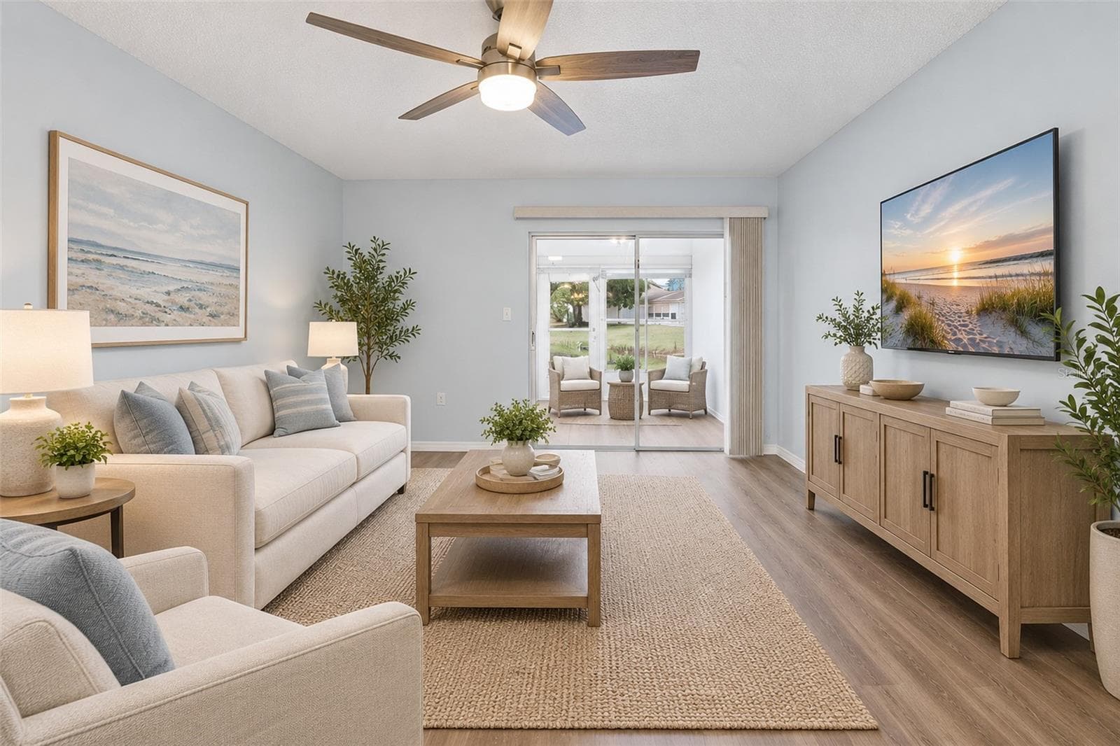 Living Room Virtual Staged - 3806 STAYSAIL LN, HOLIDAY