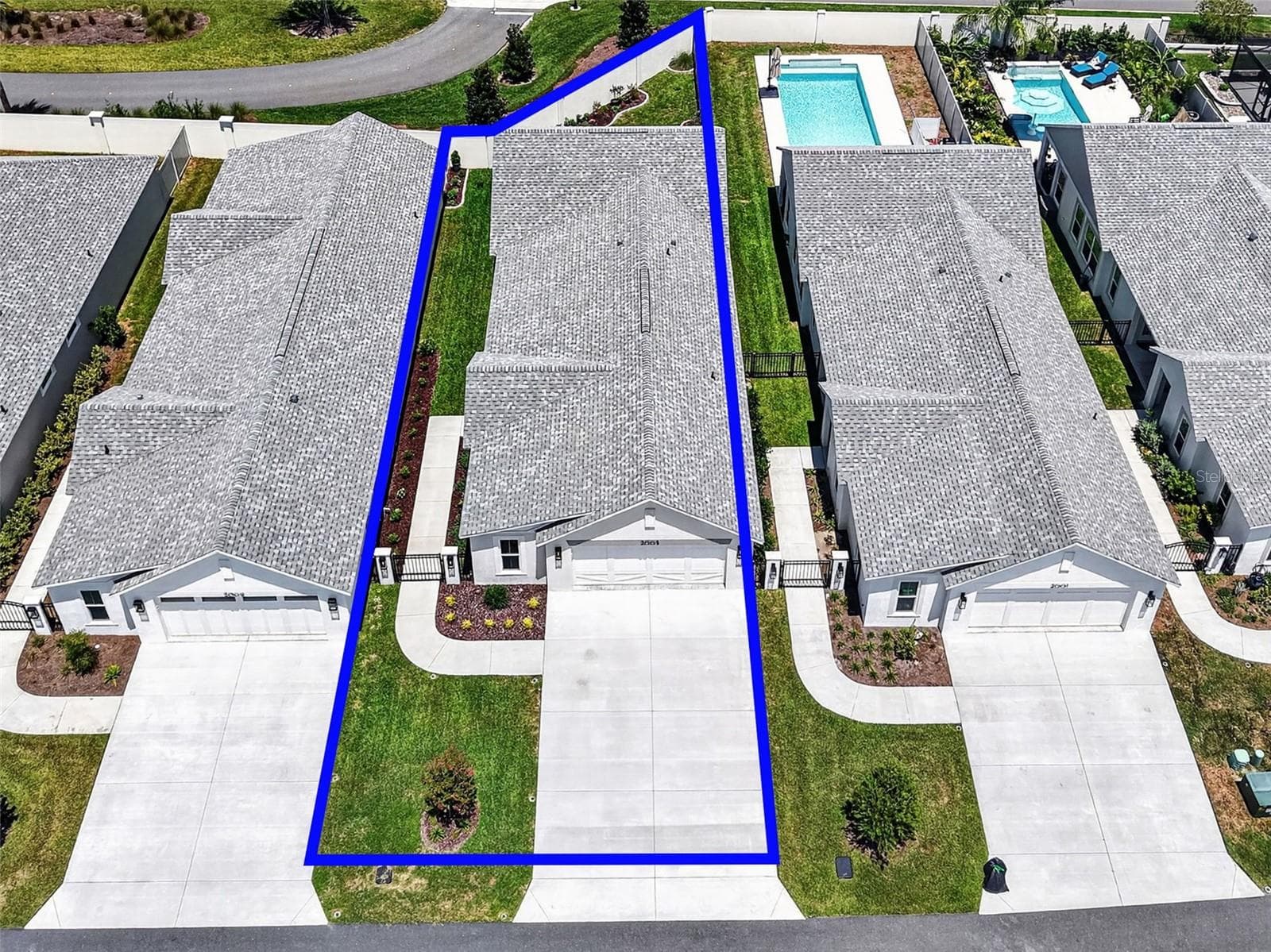 Aerial Front Elevation with Property Lines - 2005 SANTINO AVE, THE VILLAGES