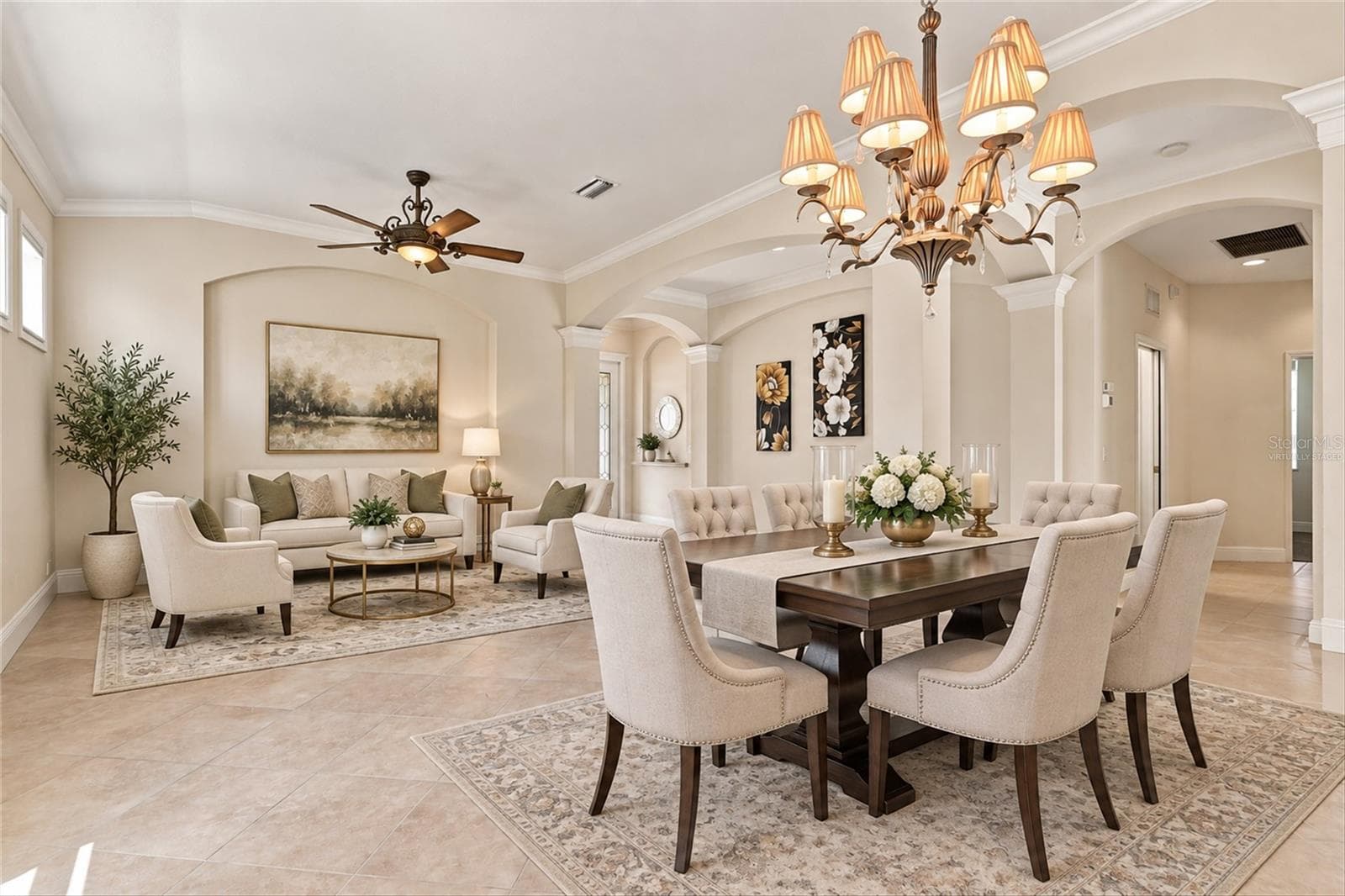 Virtually staged living and dining areas - 1328 THORNAPPLE DR, OSPREY