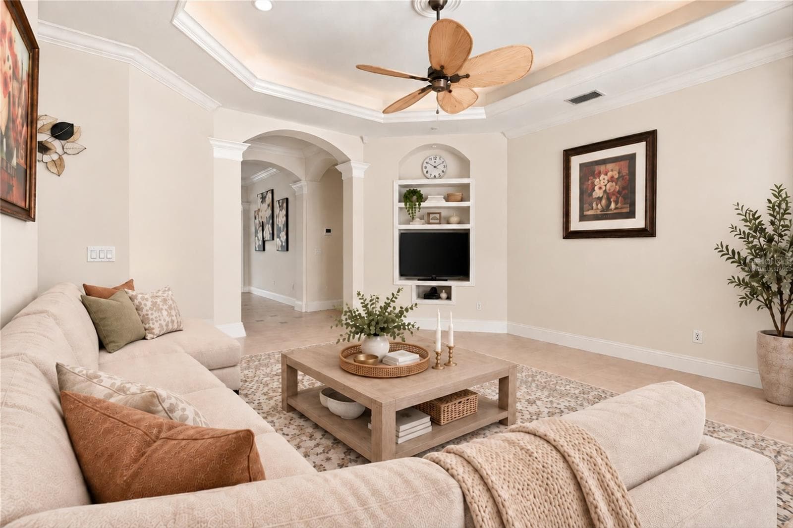 Virtually staged family room - 1328 THORNAPPLE DR, OSPREY