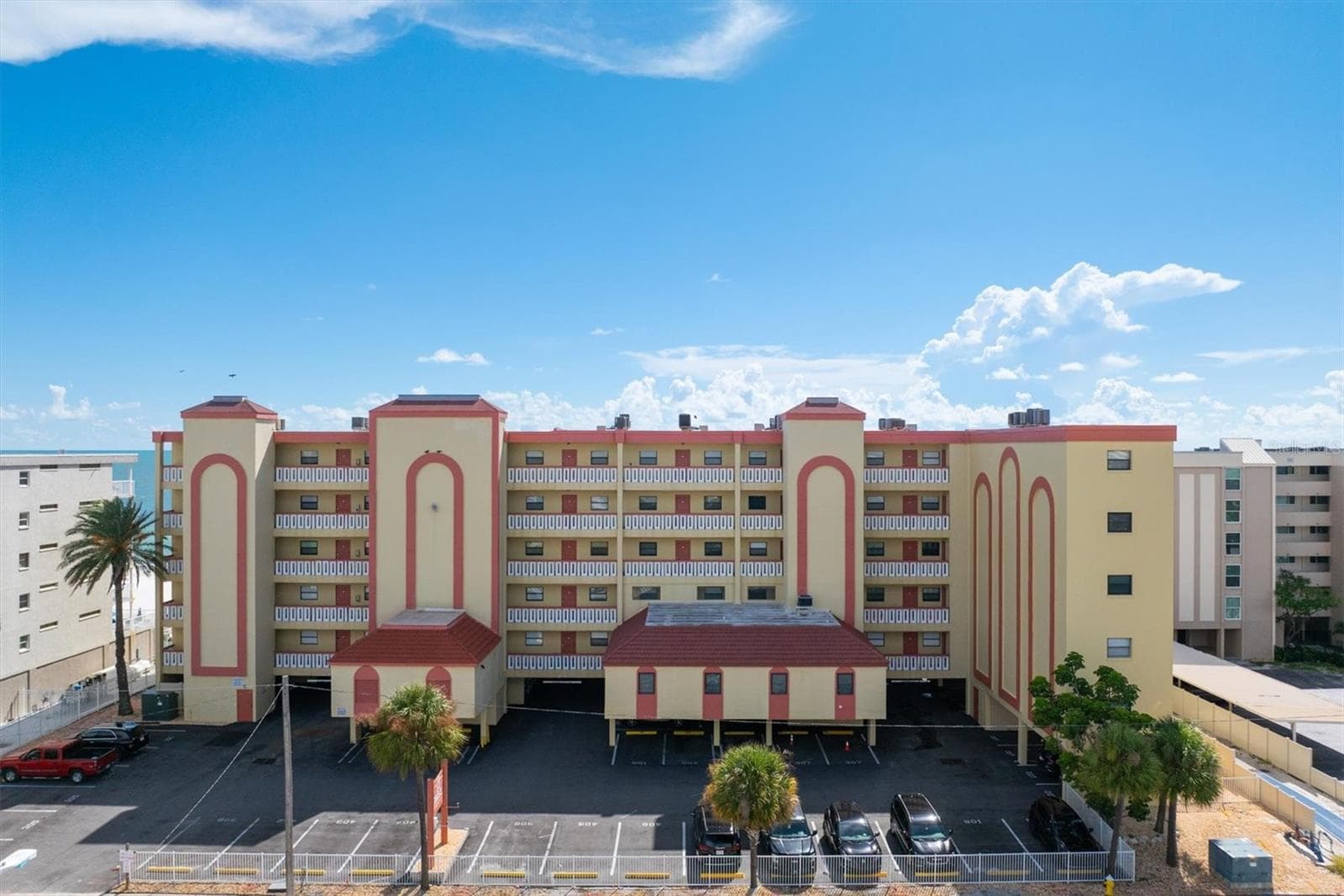 Front aerial of the building - 14710 GULF BLVD #206, MADEIRA BEACH