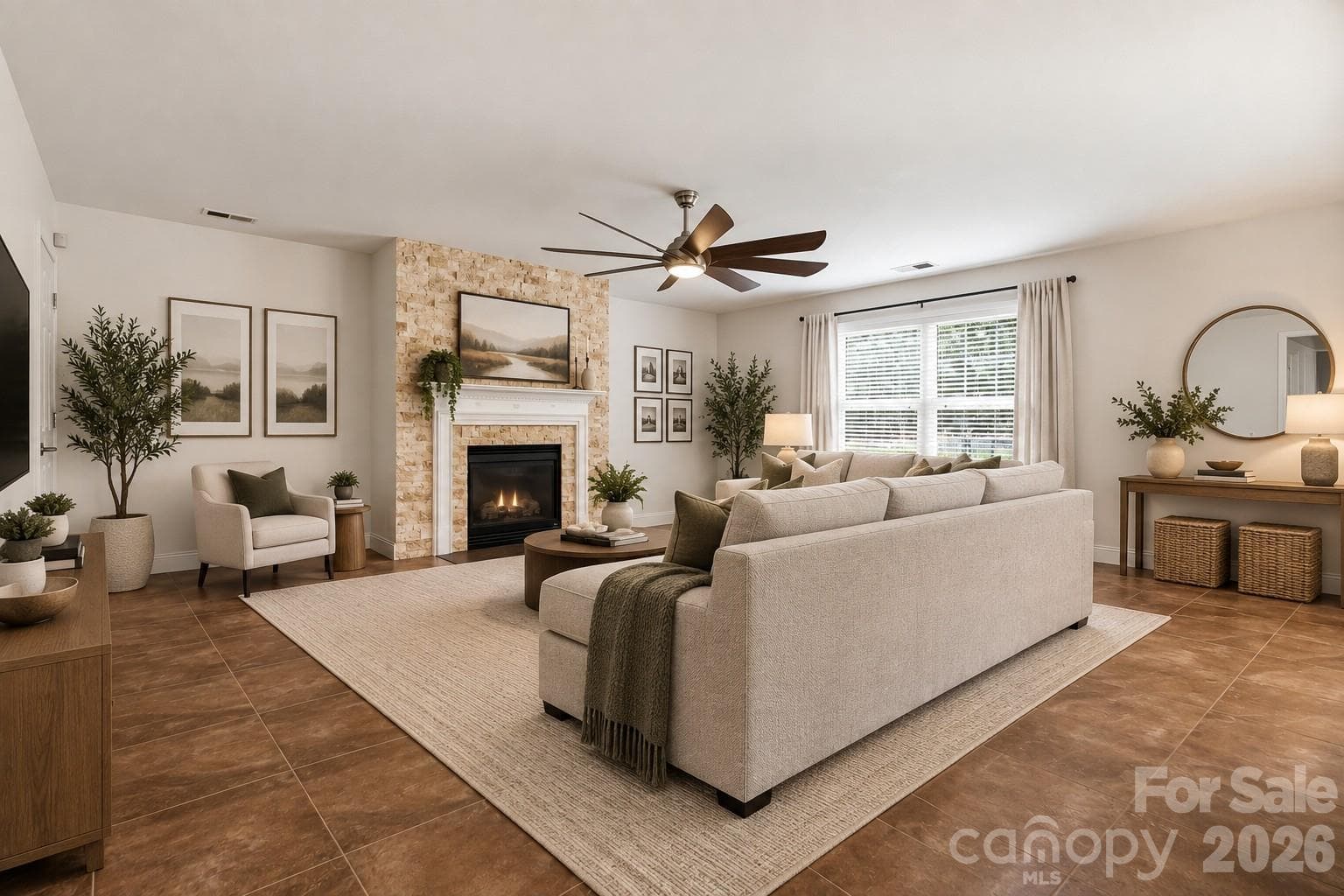 Virtually Staged - Family Room - 6324 Carpentaria Court, Charlotte