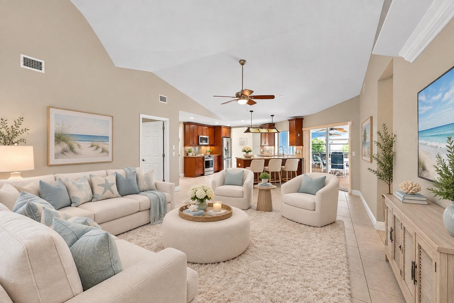 Large Family Room Looking to Kitchen - 339 BARCELONA ST, PUNTA GORDA