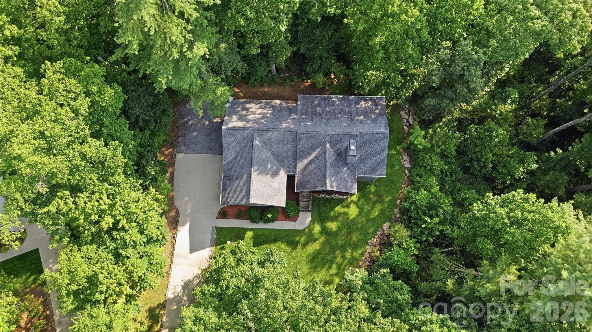 Aerial View Highlighting the Home's Private Wooded Setting - 72 Summer Shade Court, Hendersonville
