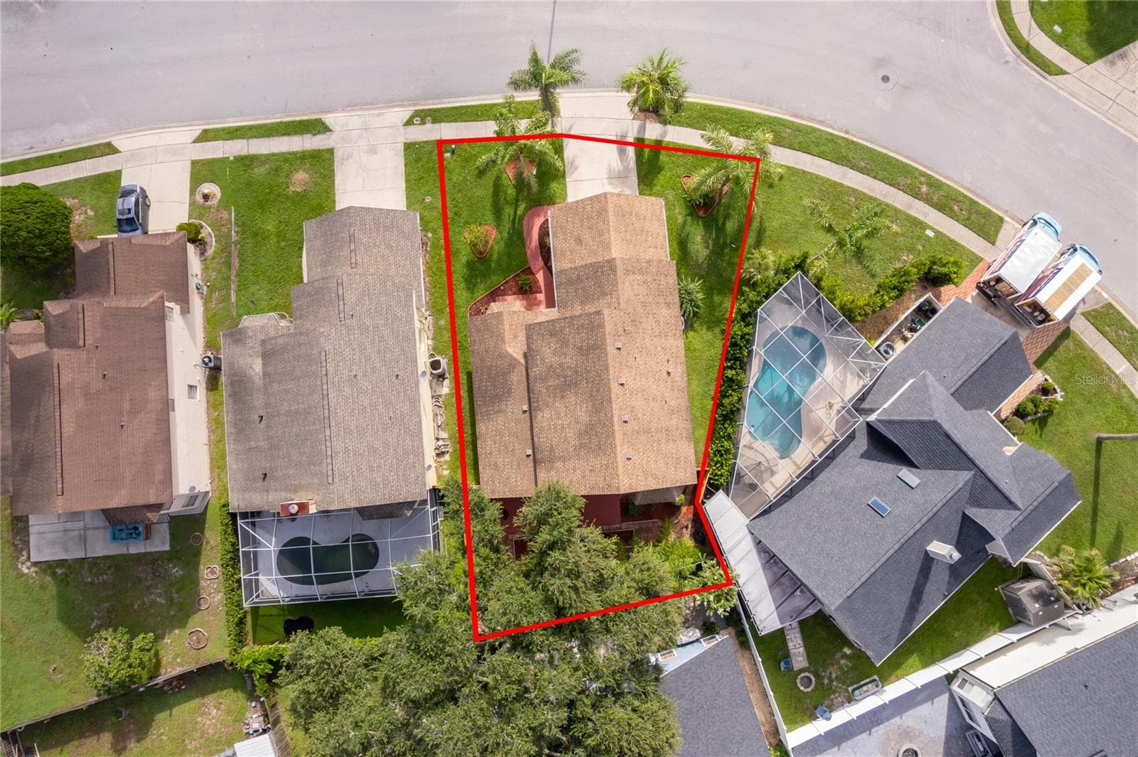 Aerial View of Property Lines - 696 REMINGTON OAK DR, LAKE MARY