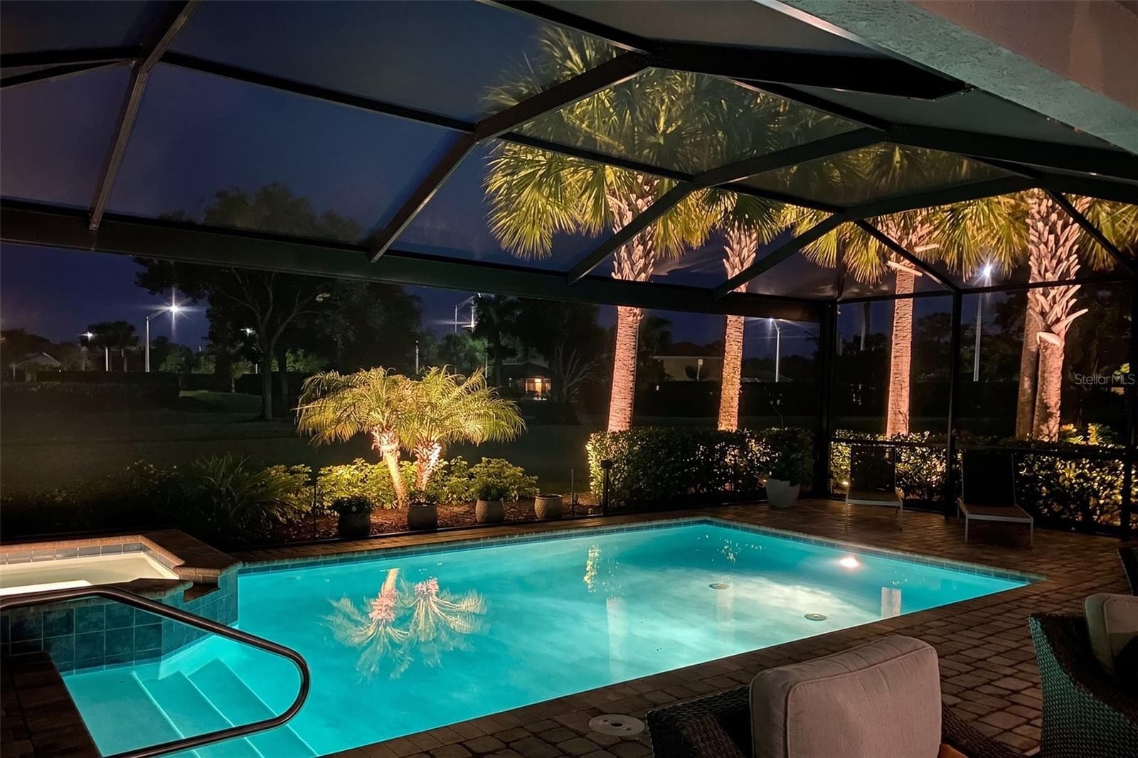 Private Pool at Night - 25228 KEYGRASS CT, PUNTA GORDA