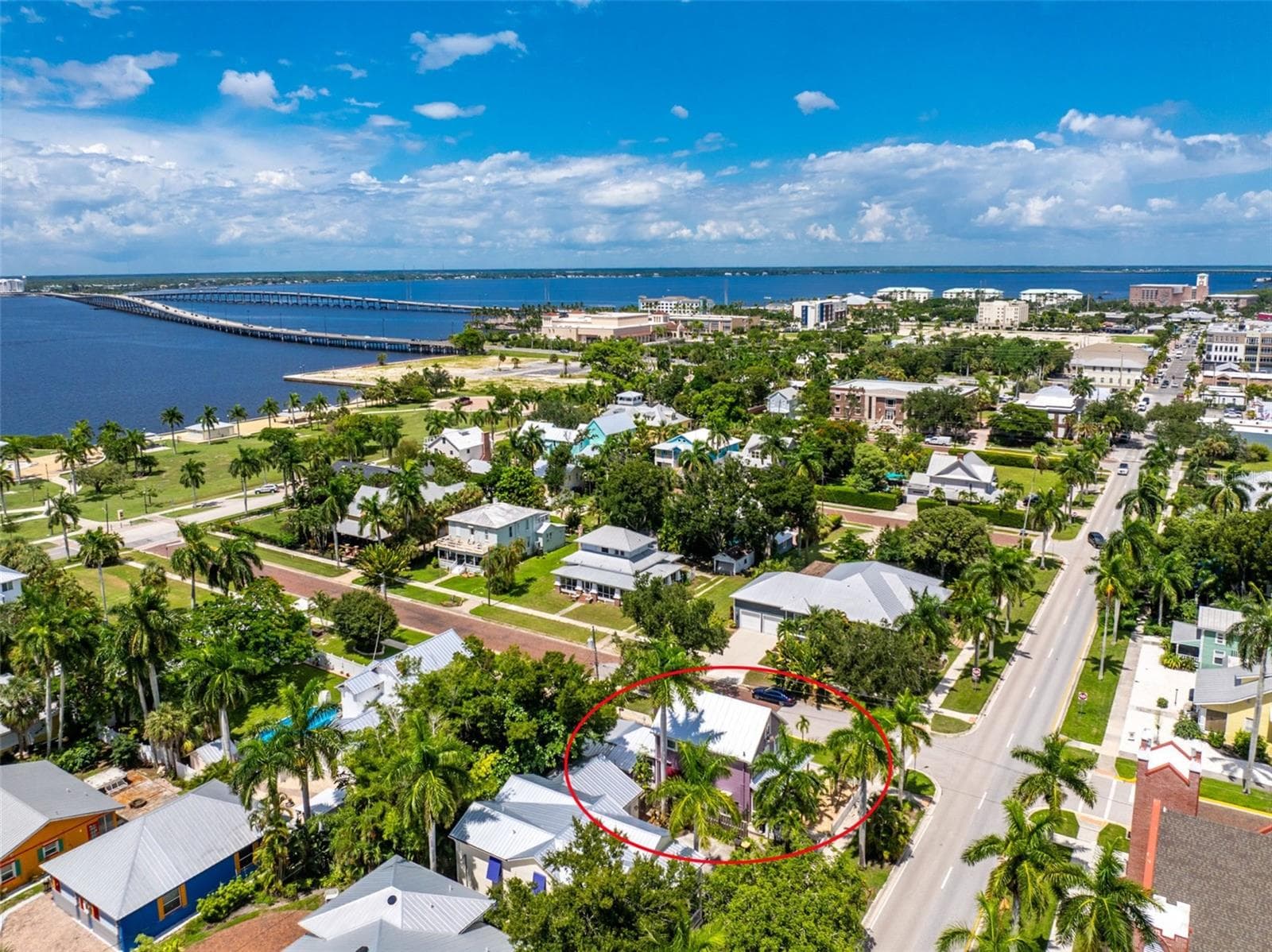 Ariel view with partial view of church - 502 W MARION AVE, PUNTA GORDA