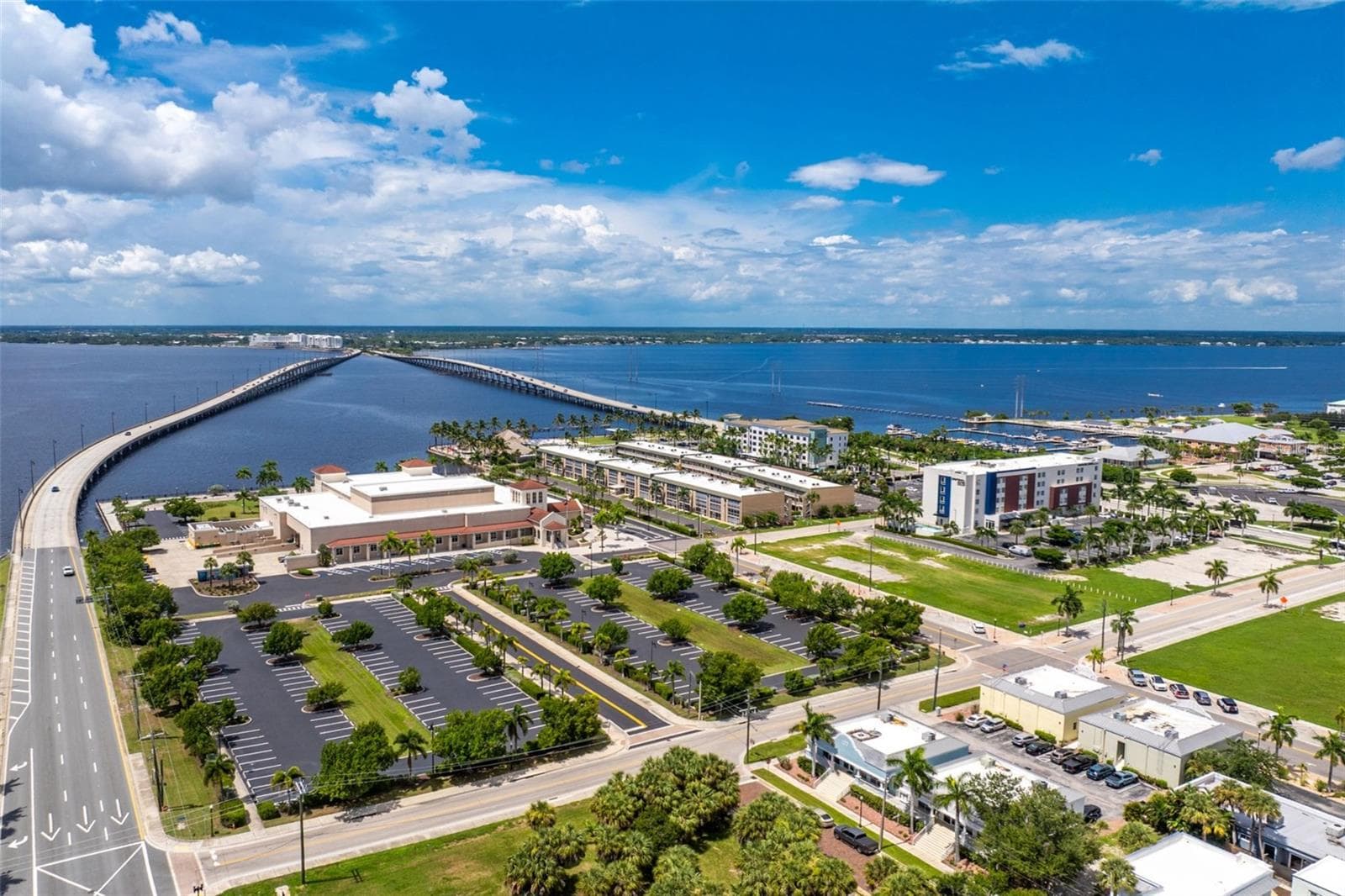 Ariel view of harbor and N & S bound bridges - 502 W MARION AVE, PUNTA GORDA