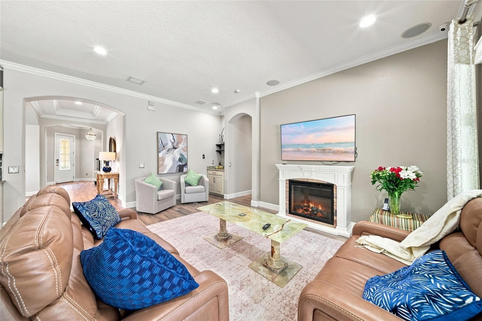 Family room with fireplace - 12672 FONTANA LOOP, BRADENTON