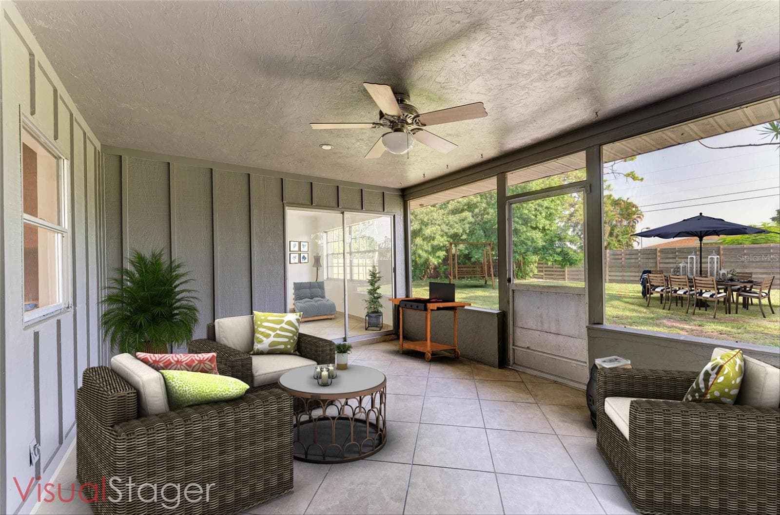 Florida Room, Bed 4/Family Room, Backyard- Staged - 4404 18TH AVE W, BRADENTON