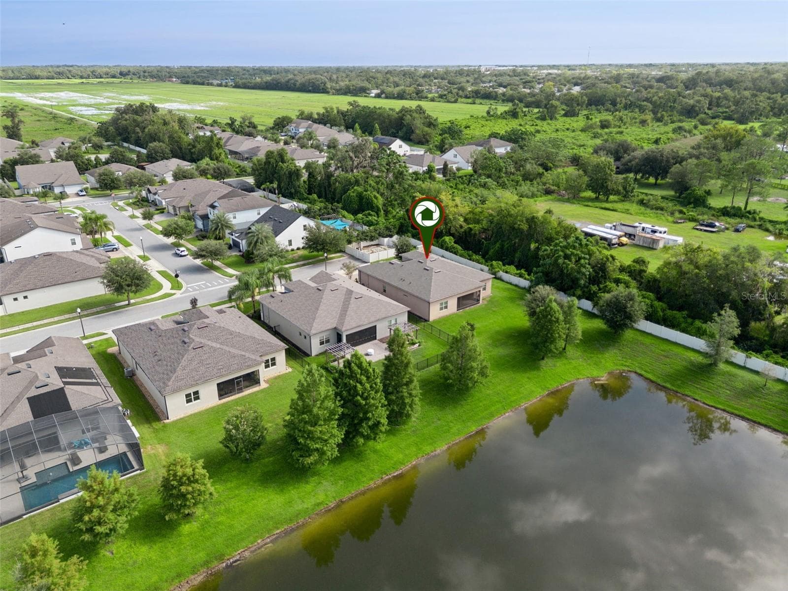 Aerial View with Pond - 1005 MARE WAY, OVIEDO