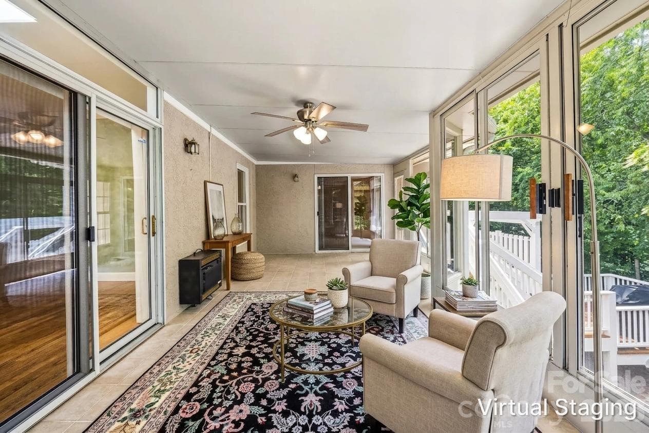 Virtually Staged Sunroom - 200 Teaberry Lane, Hendersonville