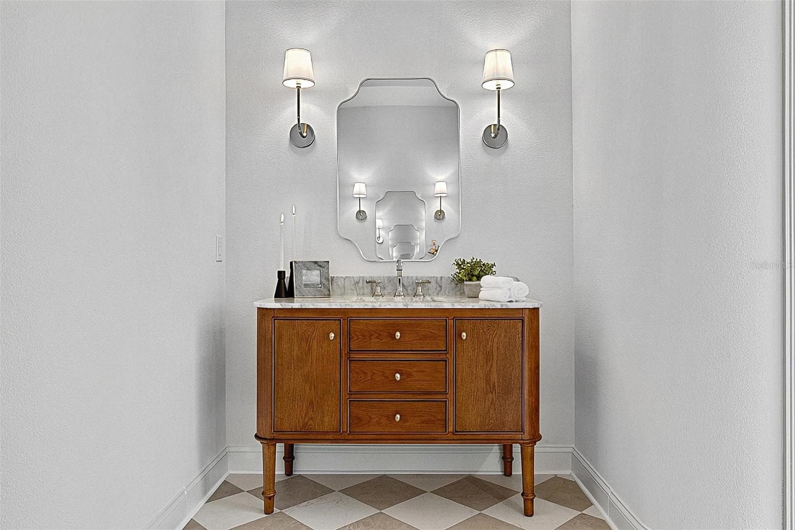 Master Bathroom mens stone top and wood cabinetvanity - 17 GRANDVIEW DR, PALM COAST