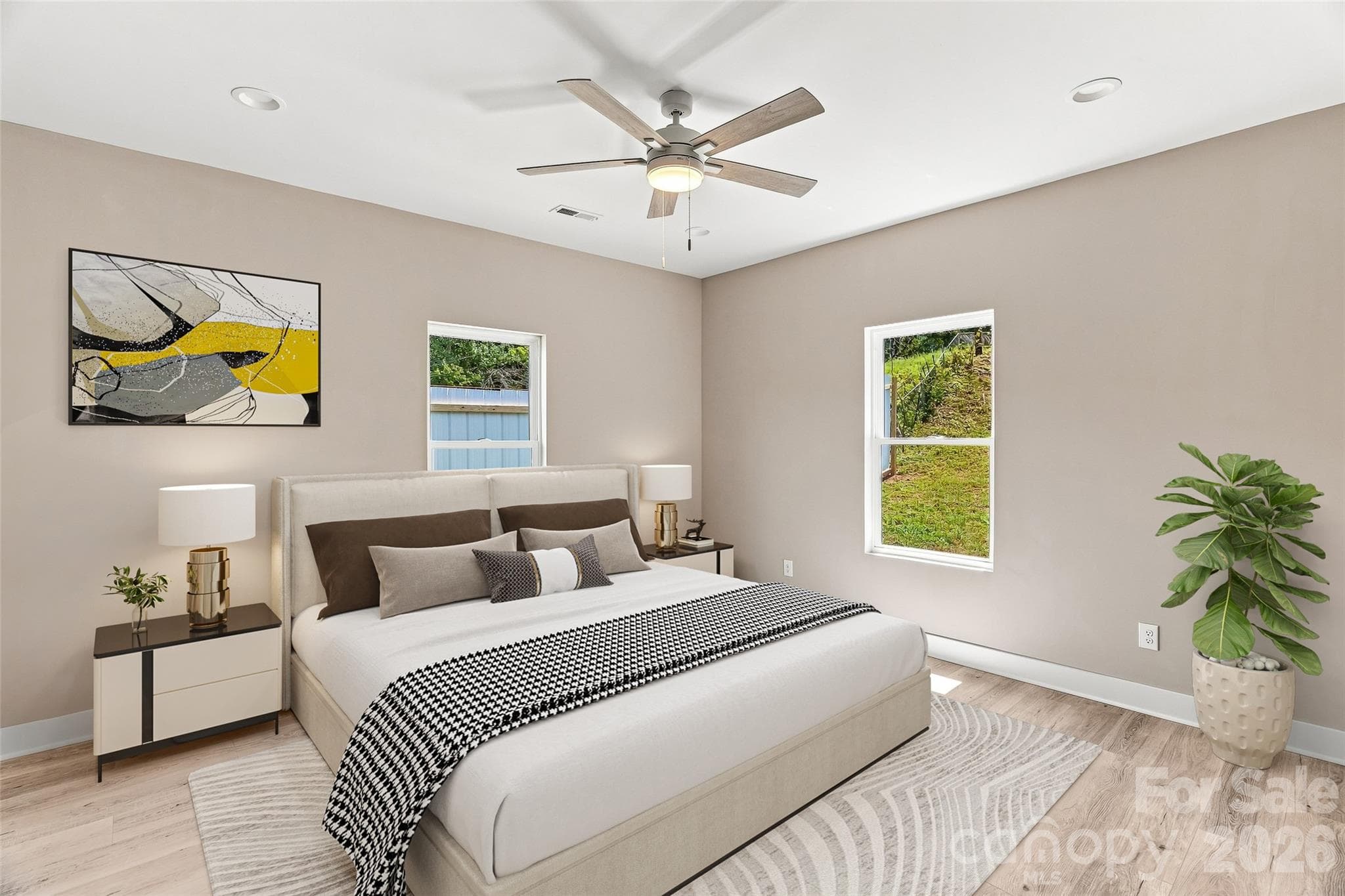 Primary bedroom (furniture staged with AI) - 156 Edwards Avenue, Swannanoa