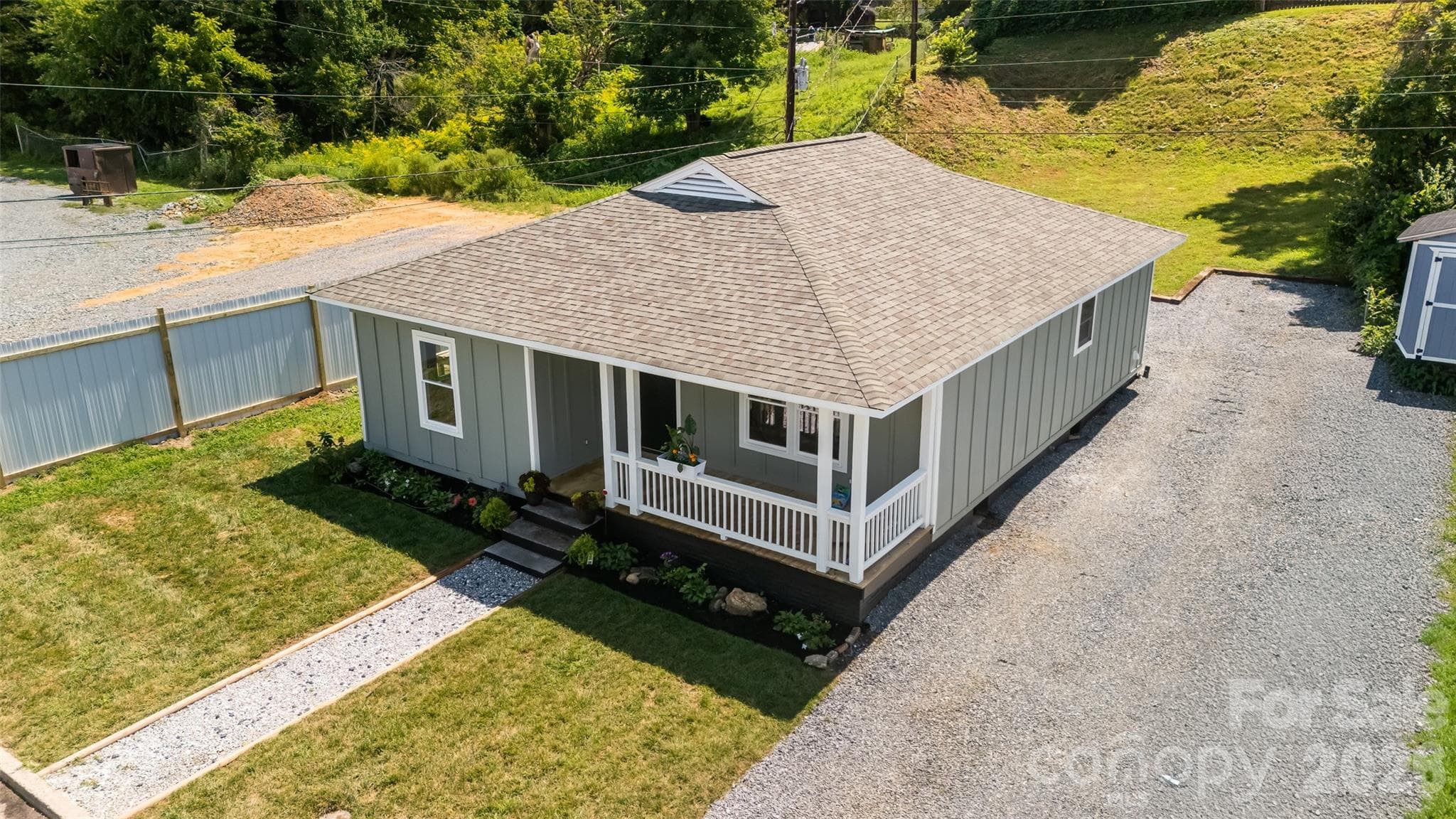 Aerial view with front and back yard - 156 Edwards Avenue, Swannanoa