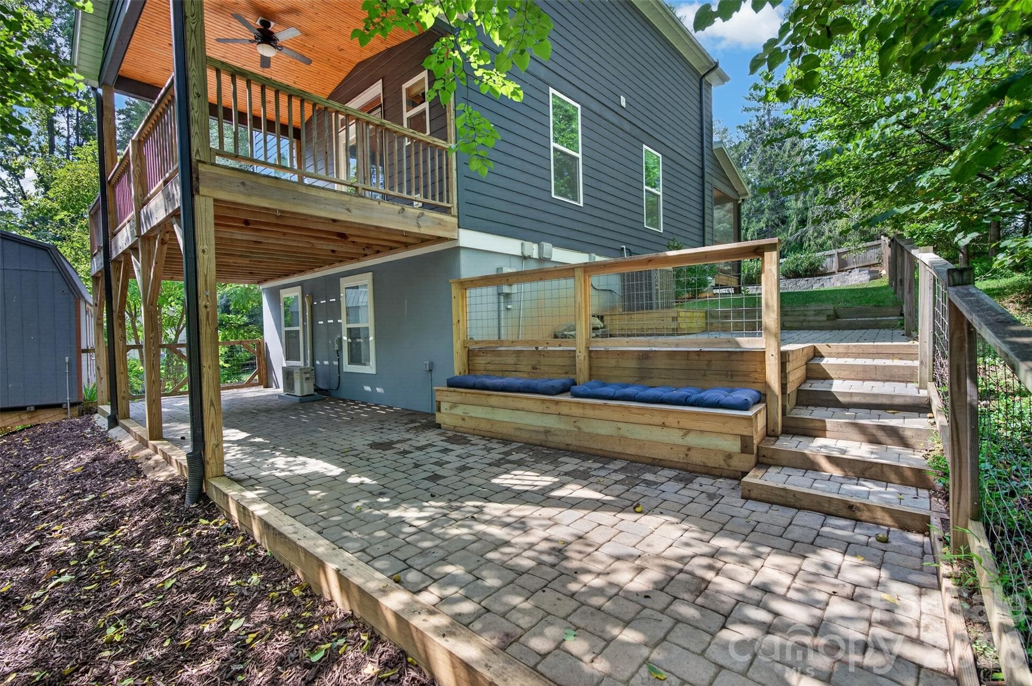 Terraced patios for dining, grilling, firepit, gathering - 134 Shelburne Road, Asheville
