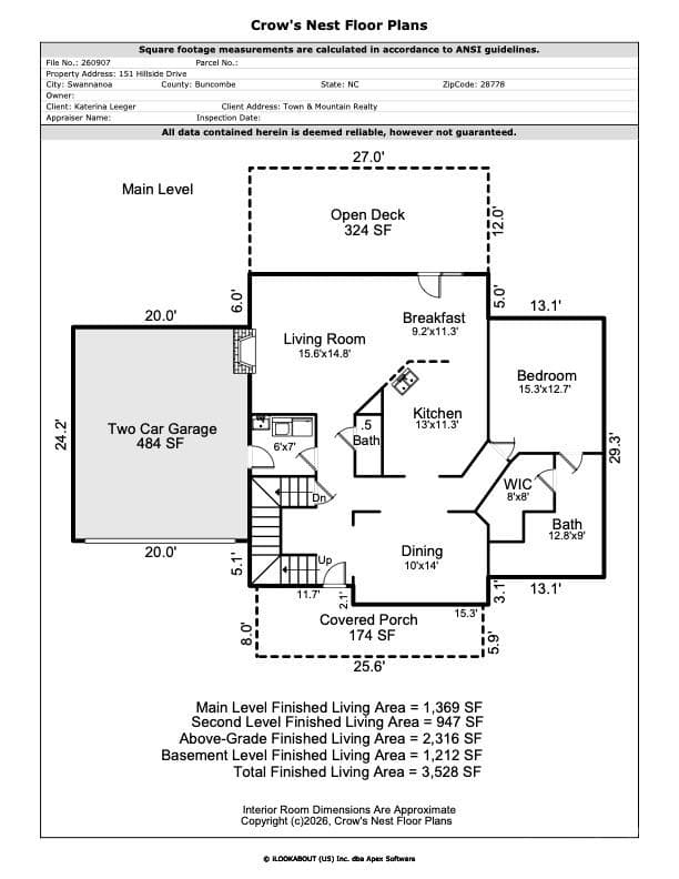 Main Level Floorplan - 151 Hillside Drive, Swannanoa
