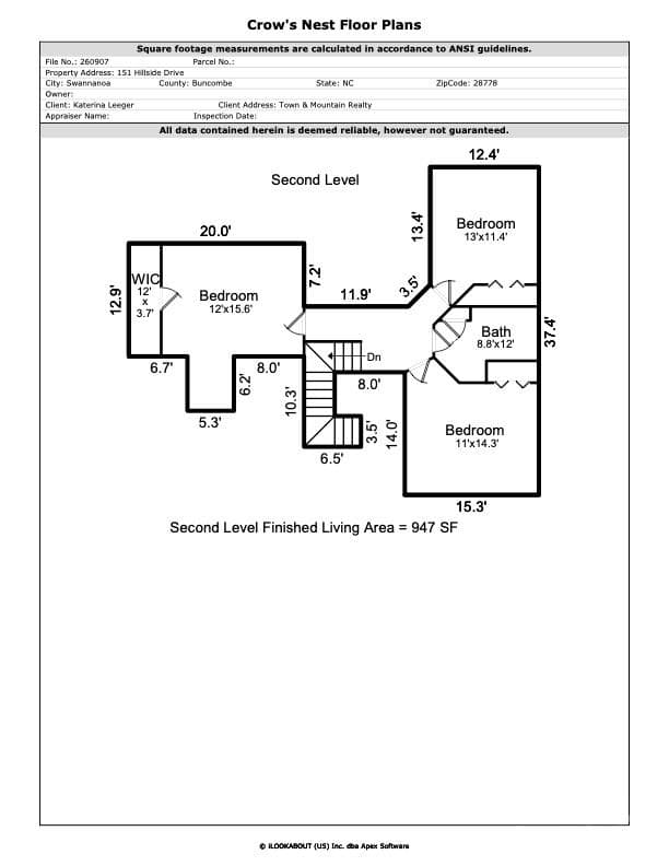 Upper Level Floorplan - 151 Hillside Drive, Swannanoa