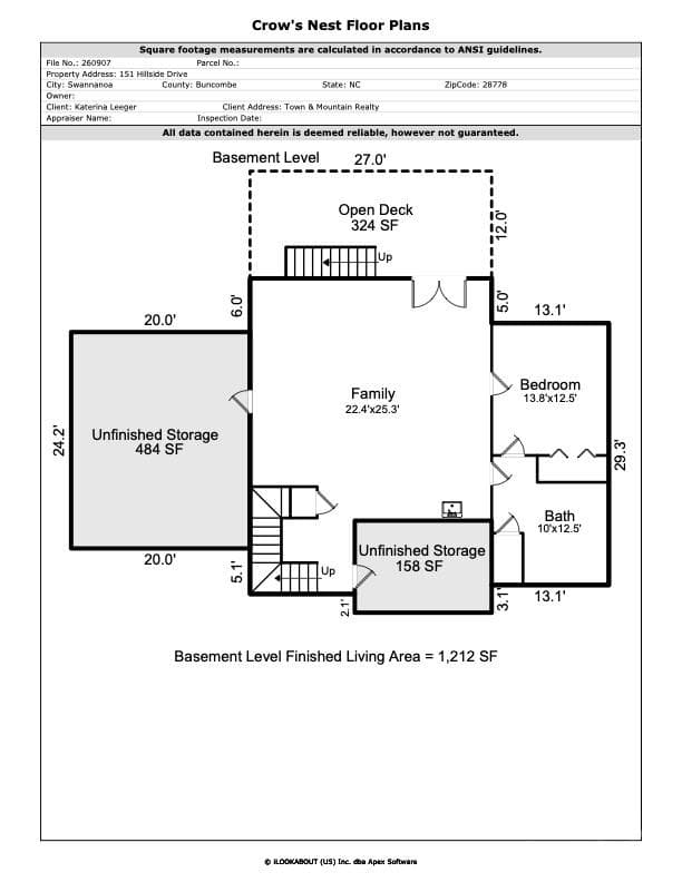Lower Level Floorplan - 151 Hillside Drive, Swannanoa
