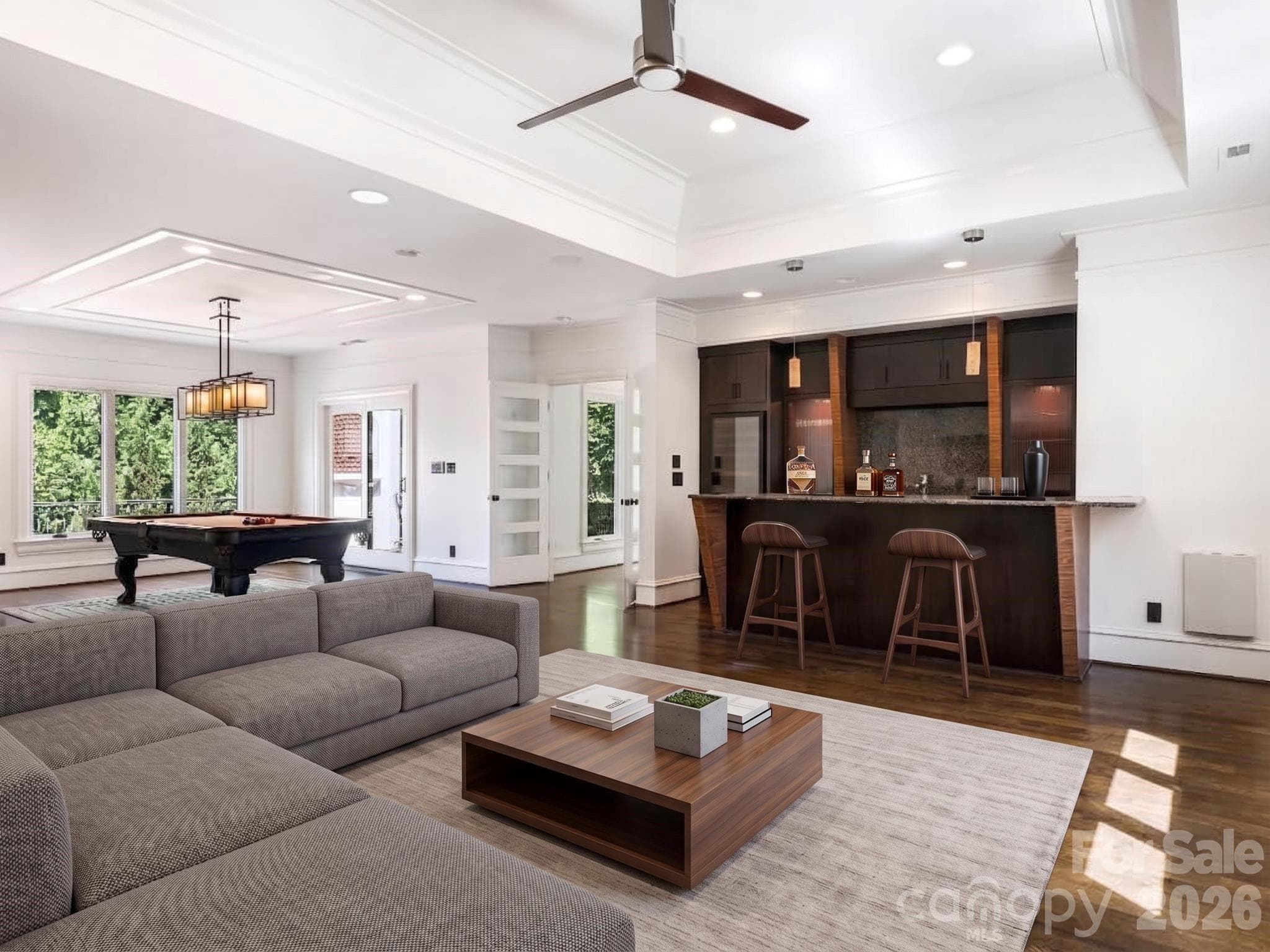Virtually Staged Media/Bar/Billiards Room - 6323 Saint Stephen Lane, Charlotte