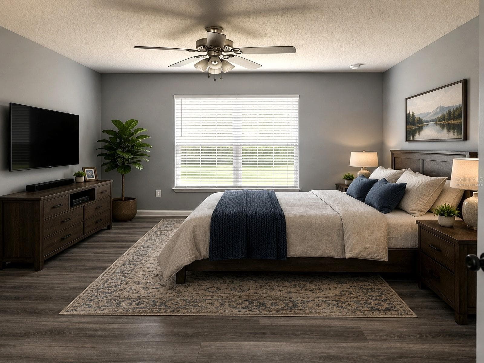Virtually staged Primary bedroom - 4406 OLYMPIA CT, CLERMONT