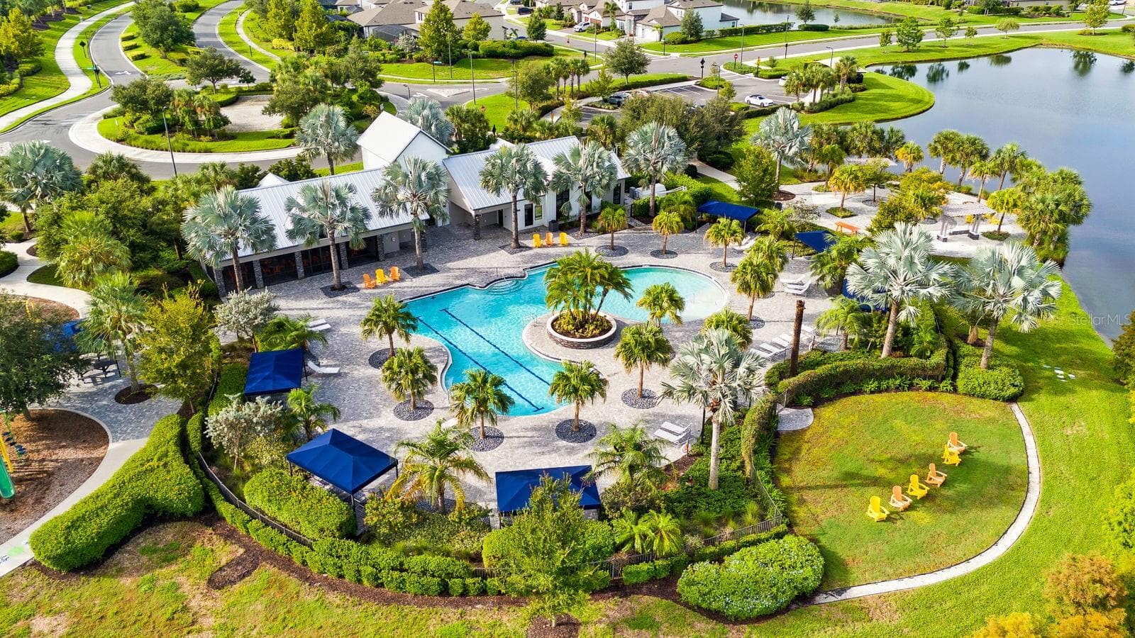 Aerial of pool and clubhouse - 9348 ROYAL RIVER CIR, PARRISH