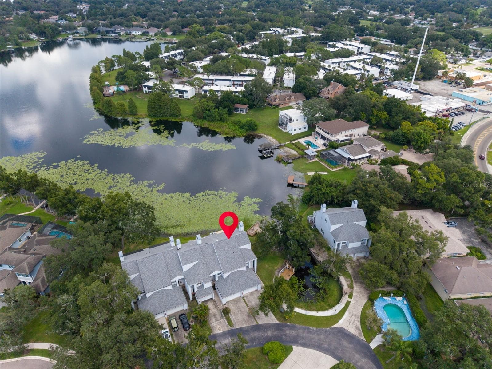 Aerial View of property and Boot Lake - 9723 TIFFANY OAKS LN #3B, TAMPA